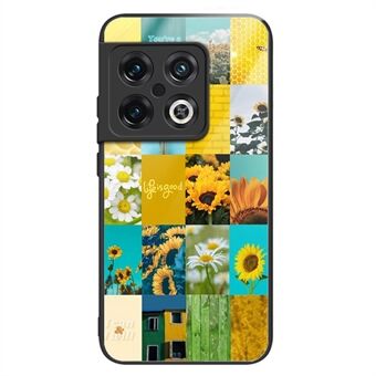 OnePlus 10 Pro 5G TPU-kehykselle karkaistu lasi takaosa hybridikotelo auringonkukkakuviotulostus matkapuhelimen kansi