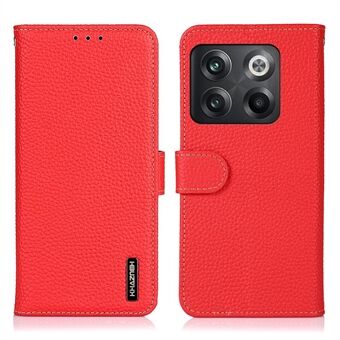 KHAZNEH for OnePlus 10T 5G / ACE Pro 5G Lompakon läppäkuori Litchi Texture aitoa nahkaa tukeva Stand Ominaisuus kulumista estävä puhelinkotelo