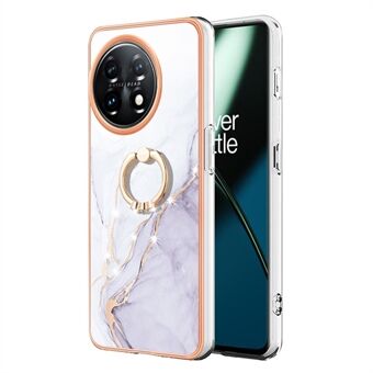 YB IMD Series-10 - OnePlus 11 5G Ring TPU-puhelinkotelo IMD marmorikuvioiselle galvanointikuorelle