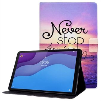 Lenovo Tab M10 (Gen 3) TB-328FU / TB-328XU B1:n kuvioitu tulostusjalusta PU-nahka-kotelossa korttipaikoilla, älykäs automaattinen herätys-/lepotila-suojus kynäpidikkeellä.