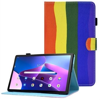 Anti-Drop Suojakotelo Lenovo Tab M10:lle (Gen 3) TB-328FU / TB-328XU Iskunkestävä Tablettikotelo Omilla Ommelmilla ja Painetulla Nahkakuorella, jossa Teline / Korttipaikat