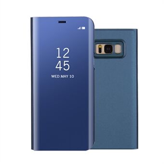 Pinnoitettu peilipinta nahkainen puhelinkuori Näkymä ikkunatelineen kuori Samsung Galaxy S8 Stand :lle