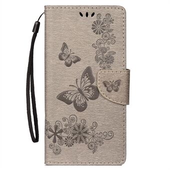 Samsung Galaxy S10 Imprint Butterfly Flower -lompakkokotelolle