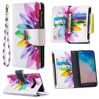 Pattern Printing Zipper Wallet Leather Phone Case for Samsung Galaxy S10