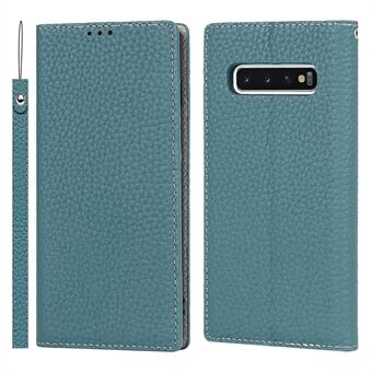 Litchi Skin aitoa nahkaa oleva puhelimen läppäkuori Scratch seisova puhelinkotelo Samsung Galaxy S10:lle