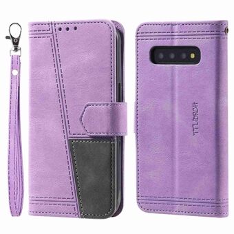 TTUDRCH 004 Splicing Skin-touch Phone Case for Samsung Galaxy S10 Plus, PU Leather Wallet Foldable Stand Cover with RFID Blocking Function