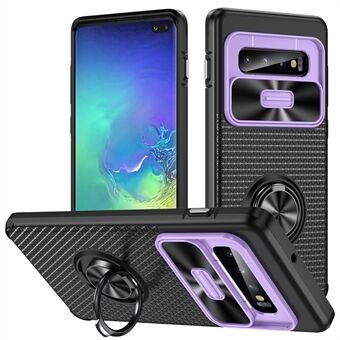 Samsung Galaxy S10 Plus Ring Kickstand -puhelimen kotelolle, liukukameran suoja PC + TPU-pudotussuoja