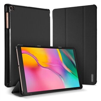 DUX DUCIS Domo -sarjan nahka- ja PC-kotelossa on kangaspinta sekä kaksiasentoinen kolmiosainen teline Samsung Galaxy Tab A 10.1 (2019) T510 (Wi-Fi) / T515 (LTE) -laitteelle - musta.