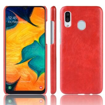 Litchi Skin Leather Hard PC -kuori Samsung Galaxy A20e: lle