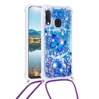 Kuvioitu Quicksand Glitter Sequins TPU-puhelimen suojakotelo hihnalla Samsung Galaxy A20e / A10e