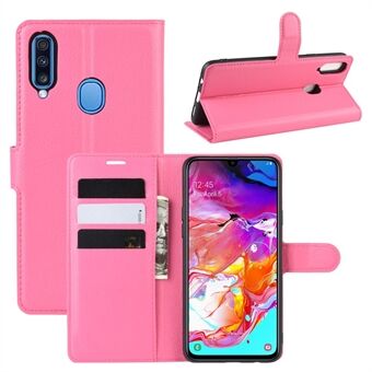 Litchi Skin Wallet Nahkainen Stand Samsung Galaxy A20s:lle