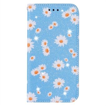 Daisy Pattern Flash Powder Style PU -nahkakotelo Samsung Galaxy S20 Plus