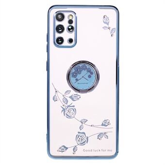 Samsung Galaxy S20 Plus 5G / 4G Flower Pattern TPU -kuvioiselle kotelolle, tekojalokivi galvanoitu tukijalustan puhelimen suojus