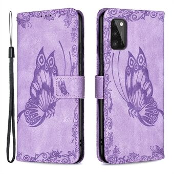 Jälki Butterfly Flower Nahkainen Stand suojakotelo Samsung Galaxy A41 (Global versio)