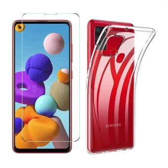 Puhelinkuori Samsung Galaxy A21s TPU-suojus + karkaistu lasi näytönsuoja