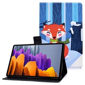 Samsung Galaxy Tab S7 T870 / Galaxy Tab S8 X700 X706 -tippumisenestokuviollinen painokuosisuojakotelo nahkaa tabletille