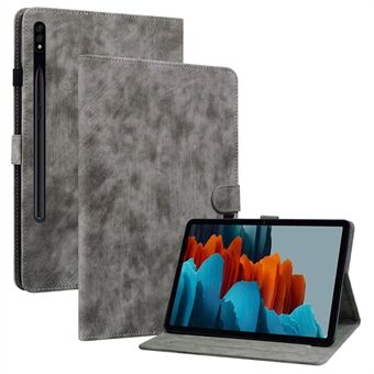 Samsung Galaxy Tab S7 / S8 -laitteelle sopiva putoamista estävä TPU+PU-nahkainen suojakuori, söpö tiikerikuvio, tärinään kestävä, automaattinen herätys / lepo -toiminto, tabletin suojus telineellä ja korttipaikalla.