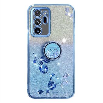 Samsung Galaxy Note20 Ultra / Note20 Ultra 5G tekojalokivi Flower Ring Kickstand Cover Glitter Gradient TPU kotelo