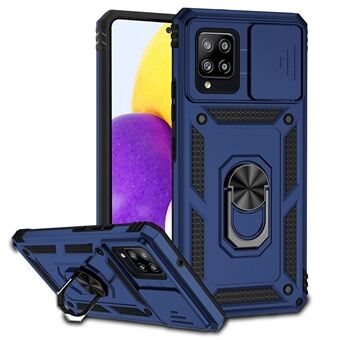 Samsung Galaxy A42 5G Slide Camera Protector PC:lle + TPU-puhelinkotelolle Ring Kickstand Iskunkestävä kansi