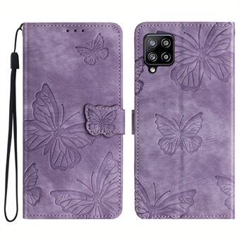 Samsung Galaxy A42 5G Stand PU-nahkainen ihokosketuskotelo Butterfly-kirjoitettu puhelimen lompakon suojus