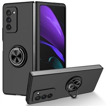 For Samsung Galaxy Z Fold2 5G Anti-scratch Hard PC Rotating Metal Ring Kickstand Phone Case Folding Shockproof Cover