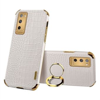 Samsung Galaxy S20 FE 2022/S20 FE/S20 FE 5G/S20 Lite Crocodile Texture 6D Galvanoitu PU-nahkapäällysteinen TPU-puhelimen kotelon Ring rengasjalustalla