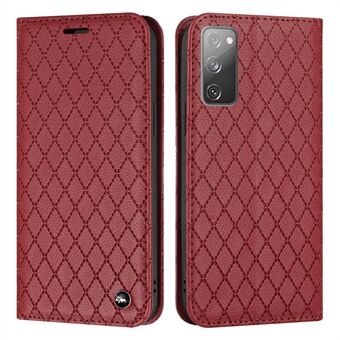 Samsung Galaxy S20 FE 4G / FE 5G / S20 Lite / S20 FE 2022 Rhombus kohokuviointi litsi Texture RFID-estopuhelinkotelo PU-nahkainen Stand Lompakon suoja