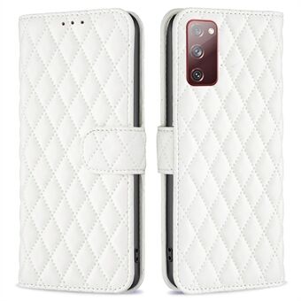 BINFEN COLOR Samsung Galaxy S20 FE 4G / FE 5G / S20 Lite / S20 FE 2022 BF Style-14 painettu Rhombus PU-nahkainen lompakon kansi Kirjatyylinen matta Stand kotelo