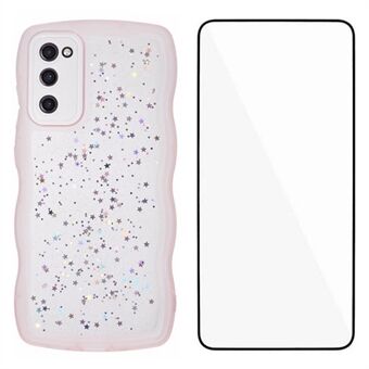 WANLONFENG JWT Series Samsung Galaxy S20 FE 5G / 4G / S20 FE 2022 TPU -kotelo epoksipinnoitteella, aaltoileva reuna ja karkaistu lasi