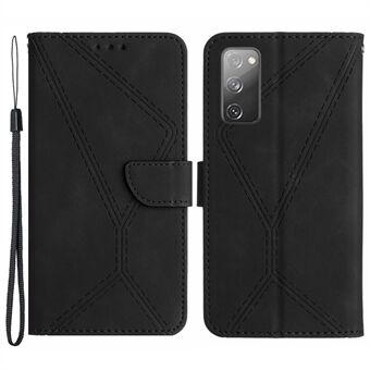 HT05 Flip Wallet -puhelinkotelo Samsung Galaxy S20 FE / S20 FE 5G / S20 FE 2022 / S20 Lite, PU-nahkainen ihokosketuspainettu linjatelineen Stand