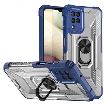 RUGGED SHIELD Armor Kickstand Design Sormenjälkipitävä Putoamisen esto Tuki Langaton lataus PC + TPU-puhelimen suojakuori Samsung Galaxy A12:lle