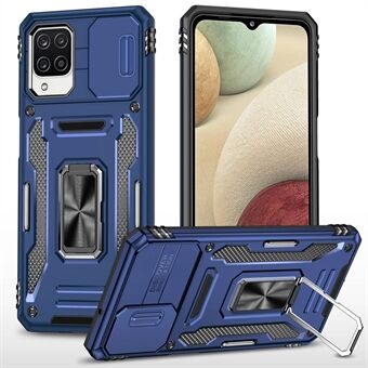 Samsung Galaxy A12 / F12 / M12 Armor Series Hybrid Hard PC Pehmeä TPU Iskunkestävä Kotelo Ring autoteline Kickstand takakuori kameran kannen kanssa