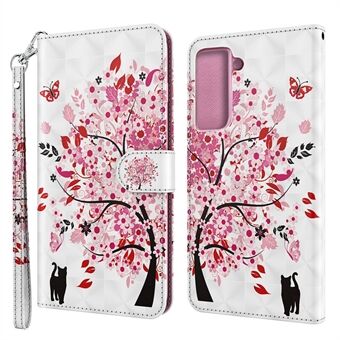 Valopiste koristekuvioituksella tulostus lompakko Stand Nahka Phone Cover kanssa hihna Samsung Galaxy S21 5G