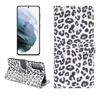 Leopard Texture Lompakko Stand Puhelinsuojus Samsung Galaxy S21 5G: lle