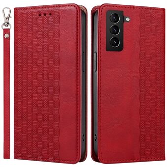 Cell Phone Case for Samsung Galaxy S21 4G/5G, Imprinted Pattern Strong Magnetic Closure Flip PU Leather Wallet Stand Phone Cover with Hand Strap