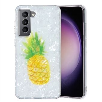 Samsung Galaxy S21 5G / S21 4G TPU -puhelinkotelolle IMD Marble Flower Shell Pattern -puhelimen suojakuori