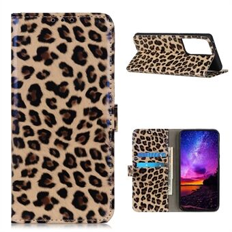 Leopardikuvioitu nahkakotelo Samsung Galaxy S21 Ultra 5G -lompakkokotelon puhelimelle