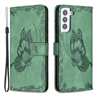 Impressum Butterfly Flower Nahkainen Lompakkokotelo Samsung Galaxy S21 Plus 5G: lle