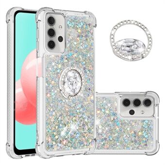 Glitter Sequins Quicksand Design TPU-puhelimen suojakuori Ring muotoisella jalustalla Samsung Galaxy A32 5G / M32 5G