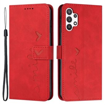 Samsung Galaxy A32 5G/M32 5G Skin-Touch Wallet -puhelinkotelolle PU-nahkainen Stand painatus sydämen muotoinen suojakuori