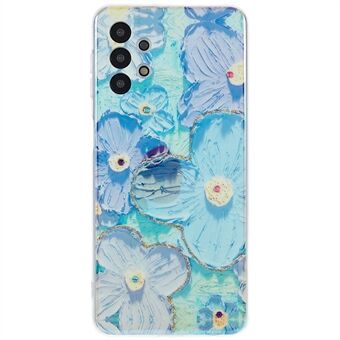 Samsung Galaxy A32 5G Epoksi tekojalokivi Decor Putoamista estävälle pehmeälle TPU-kotelolle IMD-kukkakuvioinen takakansi