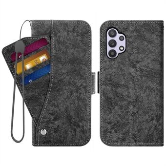 Samsung Galaxy A32 5G Flip -puhelimen kotelo, PU-nahka vesivärimaalaus Tekstuuri Pyörivä korttipaikka Stand Lompakon suojus hihnalla