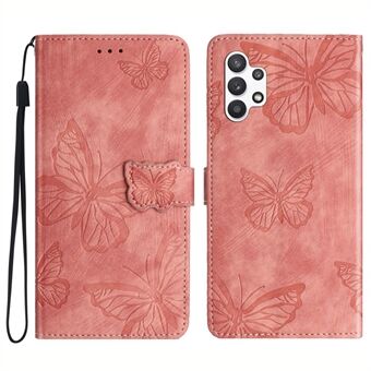 Samsung Galaxy A32 5G / M32 5G Skin-touch PU-nahkainen lompakkokotelo Butterfly-painettu puhelimen suojus Stand