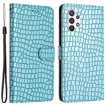 Samsung Galaxy A32 5G / M32 5G Nahkakuori Stand jalusta Lompakko Krokotiilikuvioinen puhelinkotelo käsihihnalla