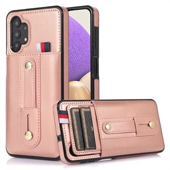 Samsung Galaxy A32 5G / M32 5G Kickstand korttikotelolle Retro PU -nahkapäällysteinen TPU-puhelimen kansi