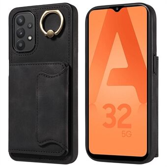 001 Samsung Galaxy A32 5G / M32 5G PU-nahka + TPU-korttipidikkeen Ring Kickstand-älypuhelinkotelo