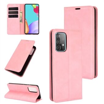 Skin-Touch FeelingWallet Stand Design Nahkakuori Samsung Galaxy A52 4G/5G / A52s 5G Automaattisesti imeytyvälle puhelinkuorelle