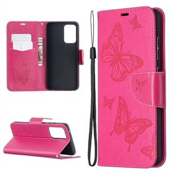 Samsung Galaxy A52 4G/5G / A52s 5G Imprint Butterflies Stand Flip Nahkainen Puhelimen kuori