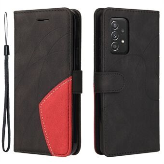 KT Leather Series-1 Stand Ominaisuus Rannehihna Kaksivärinen Splicing Style PU-nahkainen Flip Wallet -puhelinkotelon suojakuori Samsung Galaxy A52 4G/5G / A52s 5G