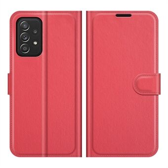 Lompakko Design Folio Flip Litchi Texture suojaava pehmeä PU-nahkainen puhelinkotelo Stand Samsung Galaxy A52s 5G/A52 4G/5G